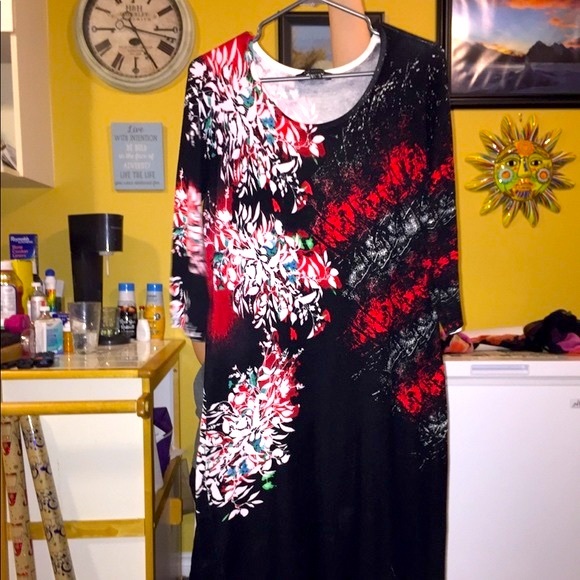 Gorgeous Floral Faux Sweater Dress! - Picture 3 of 8